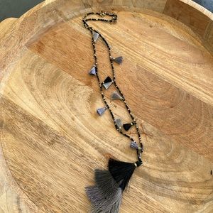 Long tassel necklace with beads